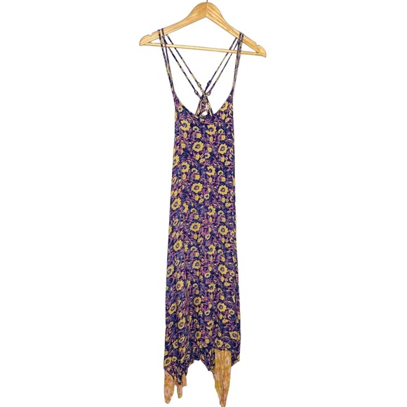 Billabong Floral Mixed Media Strappy Back Boho Maxi Dress Size XS - Picture 2 of 11